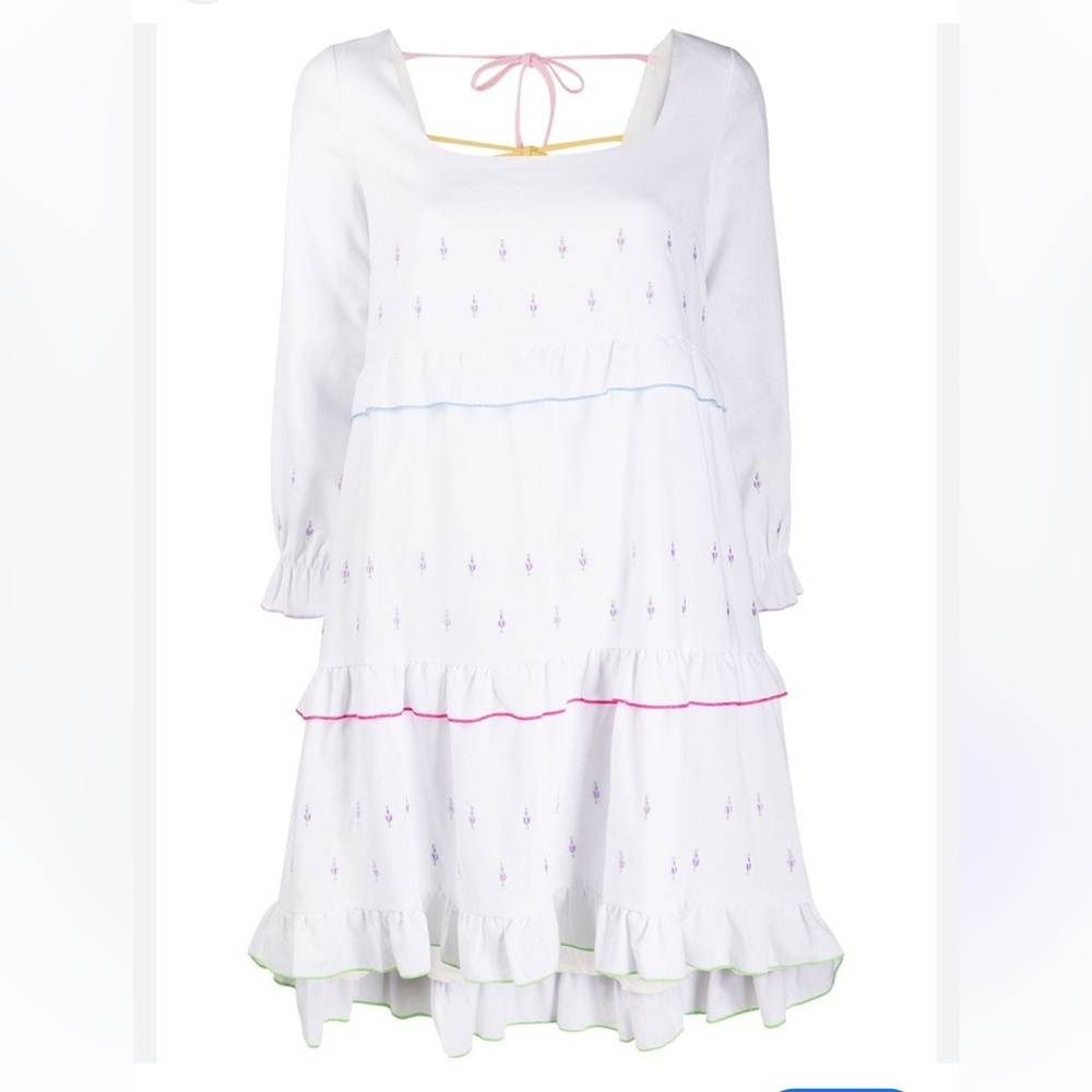 Olivia Rubin Odelia Mini Dress Size 2 White Cotton Open Back 🌸